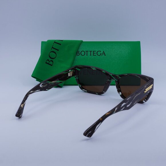 Bottega Veneta BV1143S 003 Sunglasses Striped Brown Rectangle Frame,Brown Lenses - Picture 11 of 11